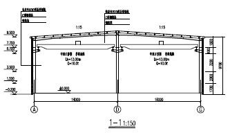 厂房设计_[河南]某2100.4平方米企业单层门式刚架结构厂房建筑施工图-图二