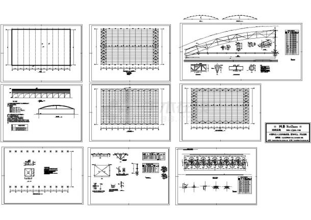 厂房设计_某2182平方米单层拱形轻钢结构厂房建筑设计施工图-图一