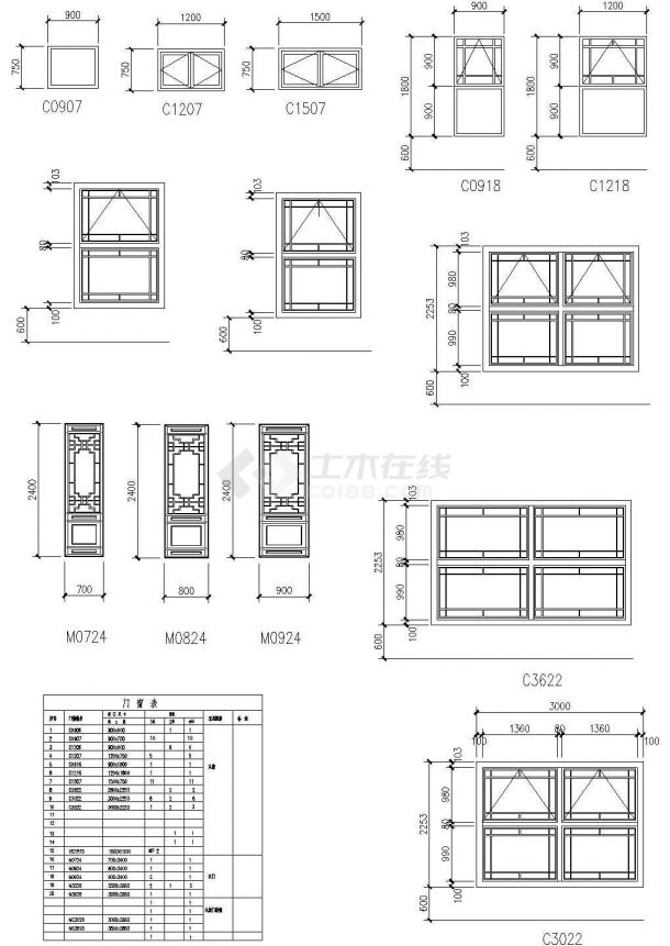  A complete set of very practical cad drawings for the construction of common doors and windows in classic antique buildings - Figure 1