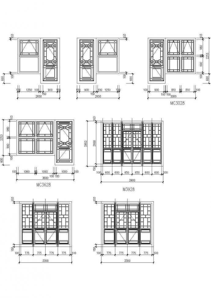 某地方单元经典仿古建筑常用门窗实用设计cad图纸_图1