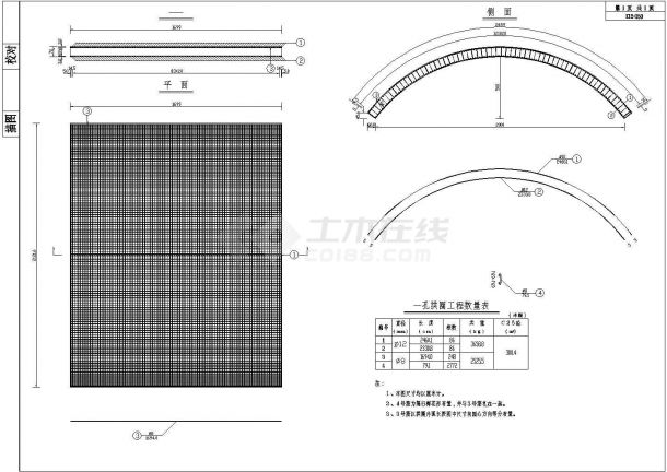 双孔拱桥CAD施工套图-图二