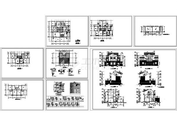 某三层欧式风格别墅建筑施工CAD图纸，共12张图纸-图一