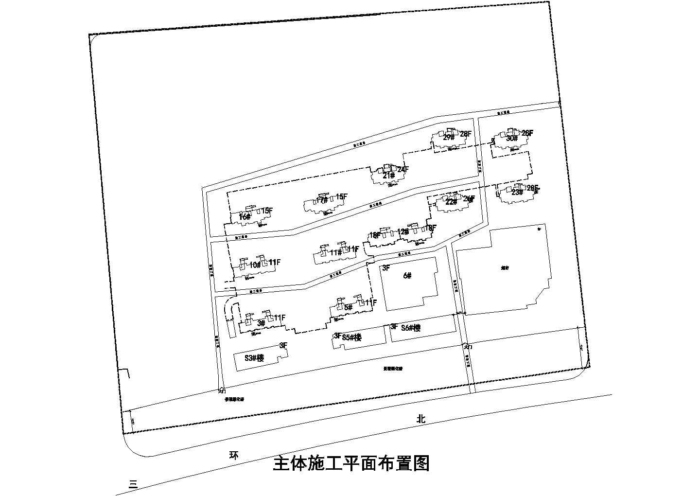 徐州某剪力墙结构商业住宅施工组织cad图纸设计