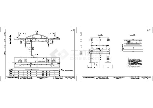 某村镇1-50m系杆大型拱桥建筑设计CAD施工图-图一