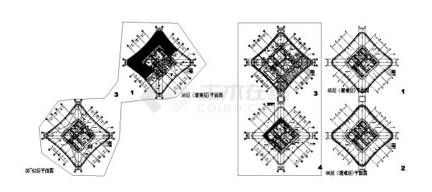 某办公塔楼地上部分防火分区平面图-图一