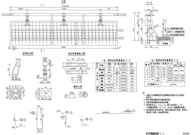 预应力混凝土T形连续梁桥上部护栏钢筋构造节点详图设计-图一