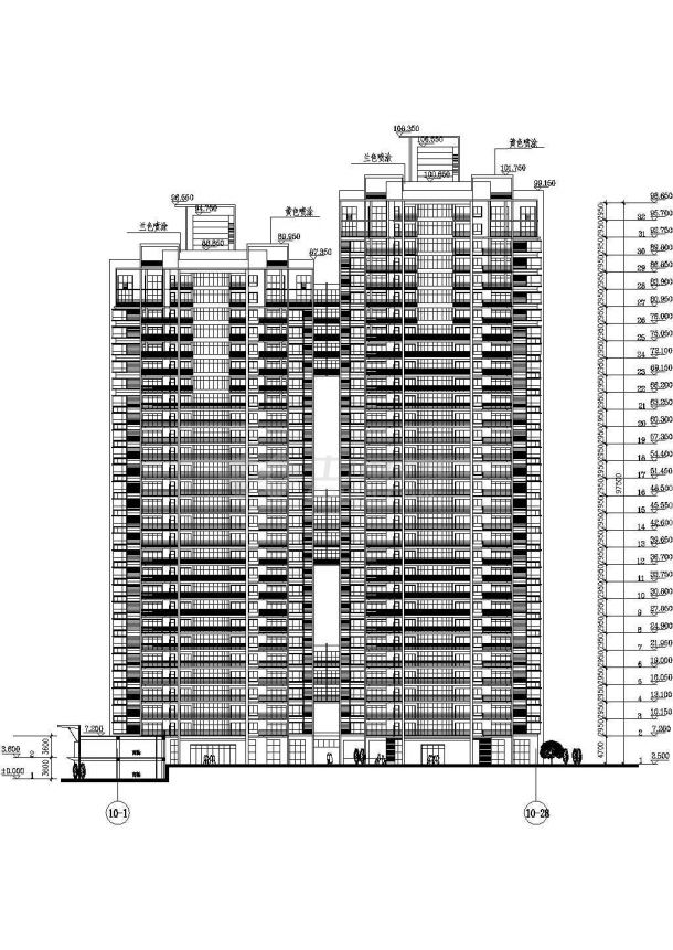 [郑州]某三十二层商住楼建筑施工图-图一