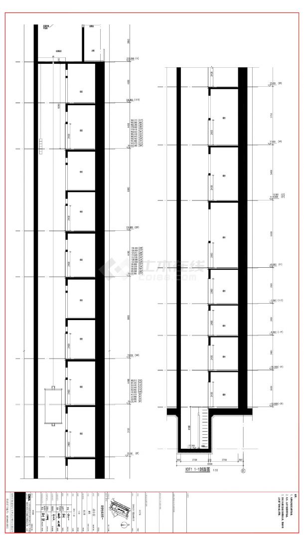 太子广场 JS-5-22～39塔楼电梯详图CAD图-图一