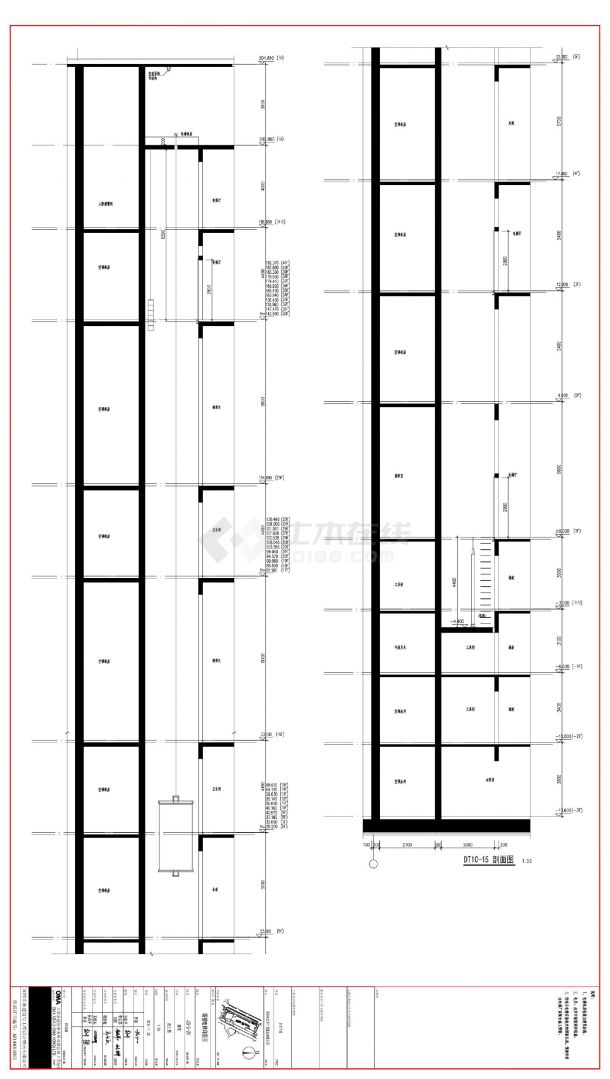 太子广场 JS-5-22～39塔楼电梯详图CAD图-图二