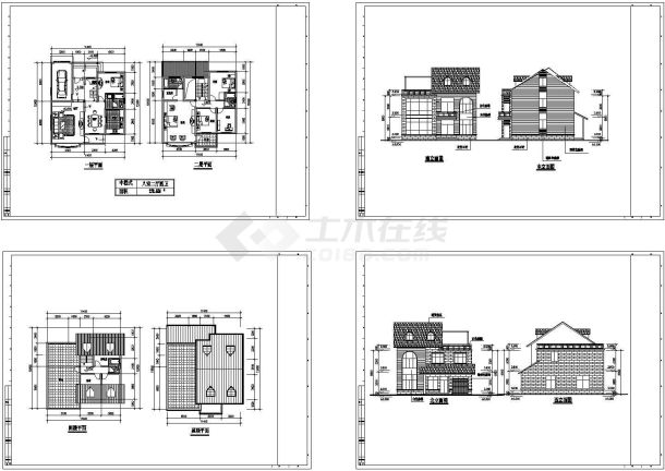 长12.6米 宽11.4米 2+1阁楼层278.5平米中档式别墅建筑方案【各层及屋顶平面 4立面】-图一