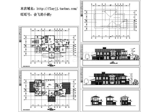 2层：长37.5米 宽19.8米 856平米大型别墅建筑设计图【CAD平立 4张JPG外观模型效果】-图一