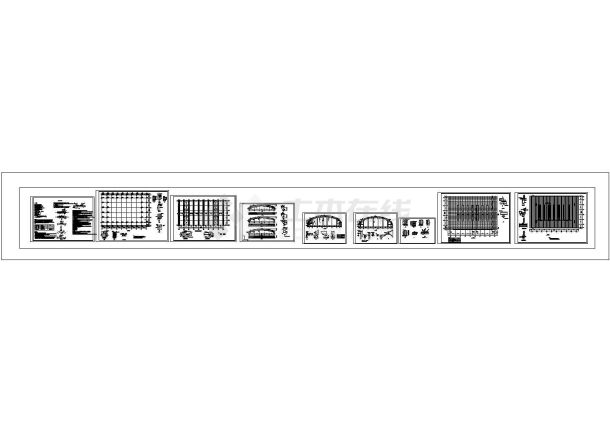 某展览馆体育场拱形轻钢屋架全套结构设计CAD施工图-图一