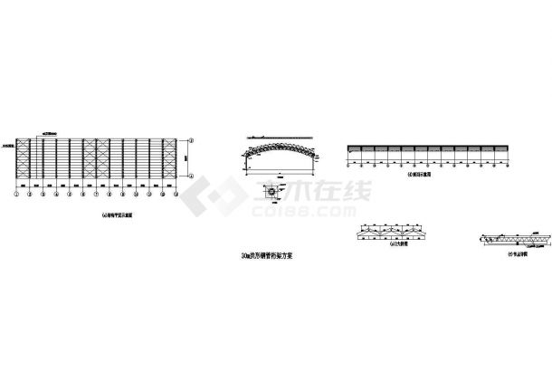 厂房设计_大型管桁架结构厂房详细设计cad施工-图二