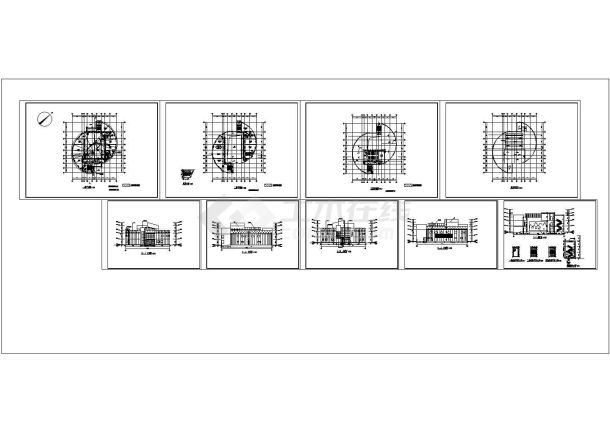 3层非遗产文化中心建筑设计cad施工图（含效果图）-图一