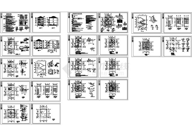 某3层别墅全套建筑结构图-图一