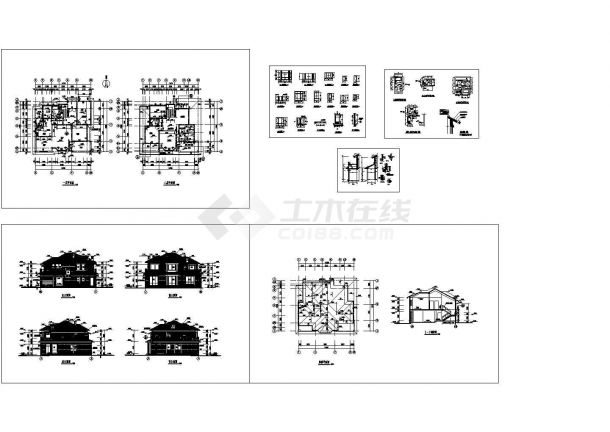 浙西郊区某二层砖混结构私人小别墅设计cad全套建筑施工图（标注详细）-图二