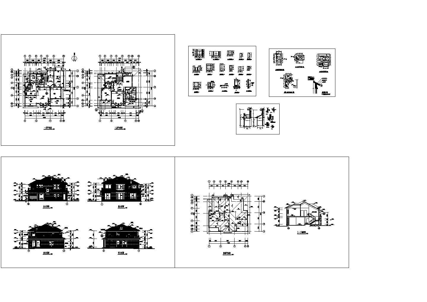 浙西郊区某二层砖混结构私人小别墅设计cad全套建筑施工图（标注详细）