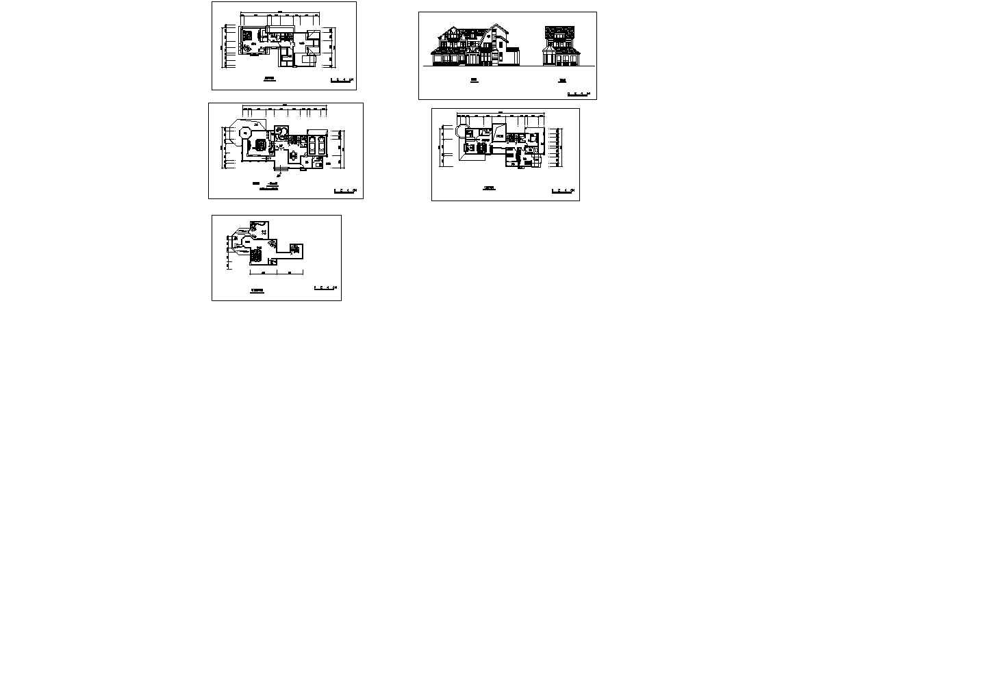 某三层框架结构独立式住宅别墅（665㎡）设计cad建筑方案图（标注详细）