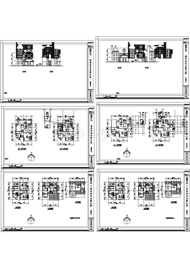 某三层砖混结构私人独栋小别墅设计cad建筑方案图（甲级院设计）-图二