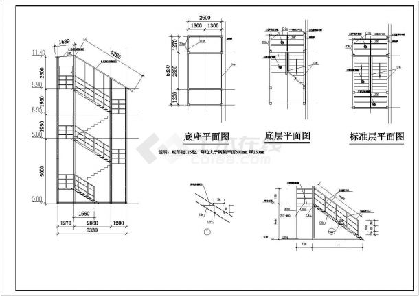 某工厂钢楼梯构造CAD详图-图一