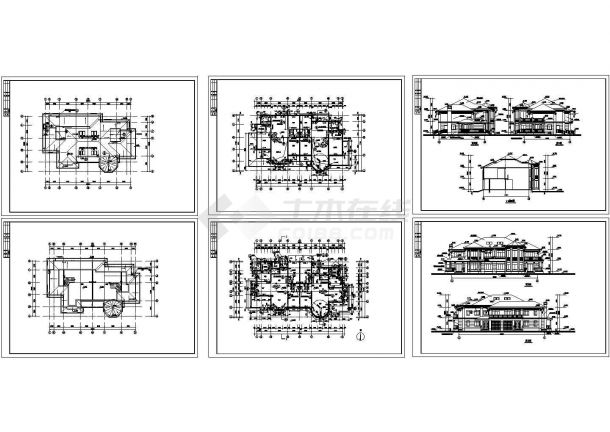 某三层框架结构乡村新潮别墅设计cad全套建筑施工图（标注详细）-图一