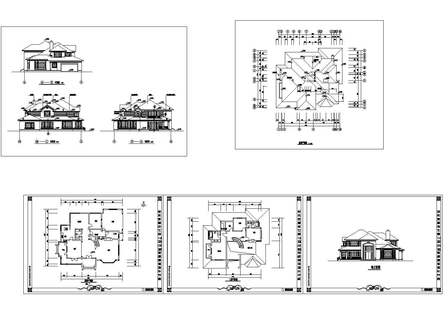 某二层砖混结构乡村小别墅设计cad建筑方案图（标注详细）