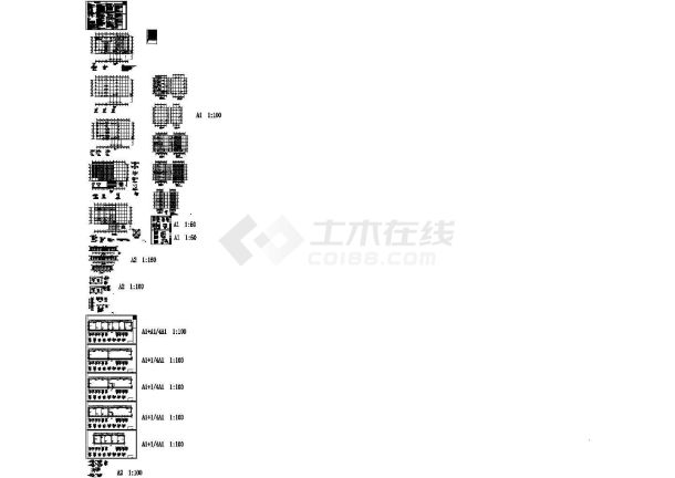 多跨门式钢架厂房结构CAD施工图-图一