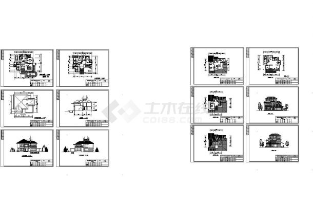 某二层框架结构新农村别墅设计cad全套建筑施工图（含2套别墅设计）-图二