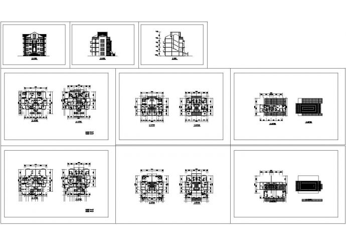 某五层砖混结构乡村别墅设计cad全套建筑施工图（标注详细）_图1