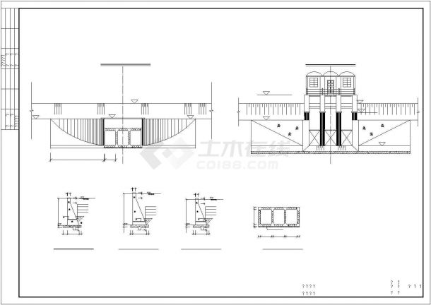 某水利工程龙凤涵洞结构布置及钢筋图-图一