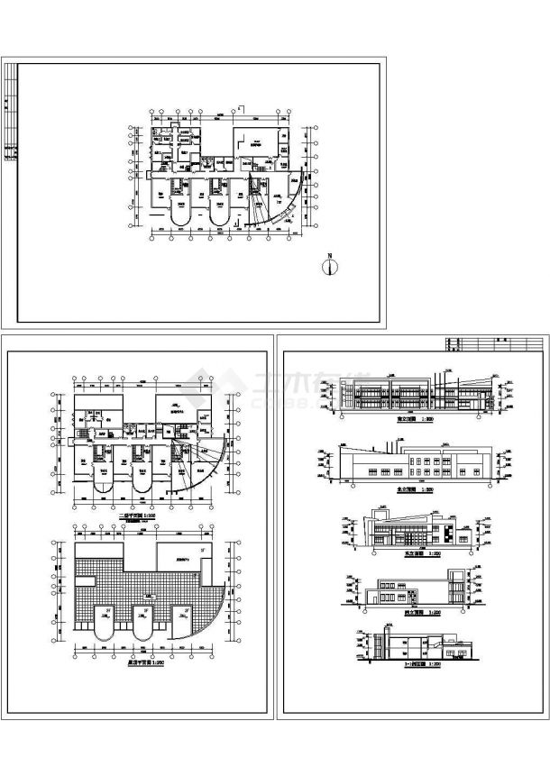 某六班幼儿园二层砖混结构教学楼设计cad全套建筑施工图（甲级院设计）-图二