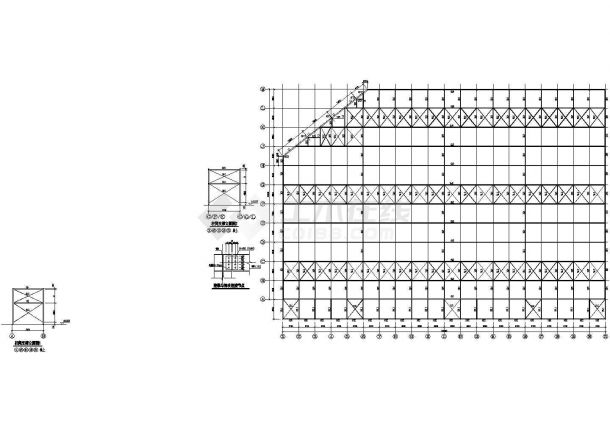 某二层混凝土结构物流厂库施工cad图，共十一张-图一