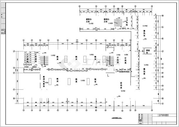 4184平米三层框架结构教学楼建筑施工cad图(含计算书，毕业设计)-图一