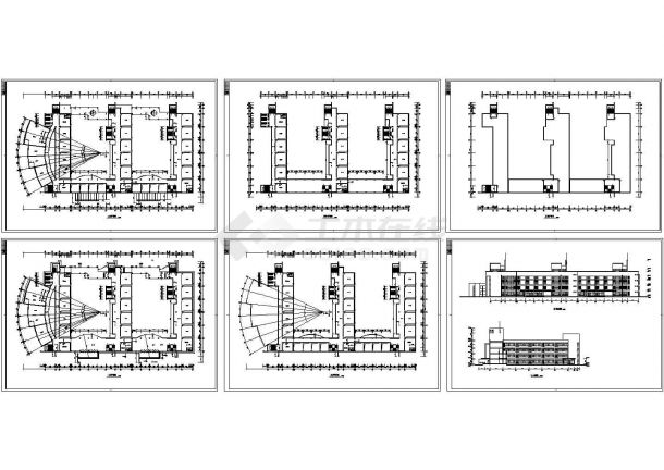 某小学五层砖混结构教学楼设计cad全套建筑方案图（标注详细）-图一