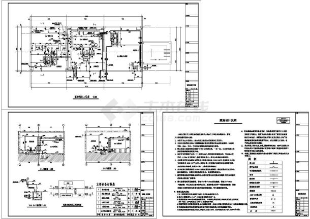 某地小区消防及生活泵房全套施工设计cad图（含主要设备材料表）-图一