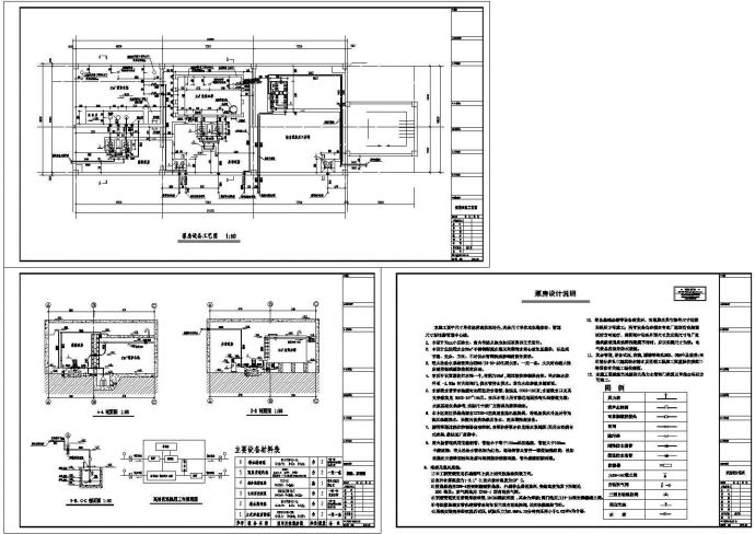 某地小区消防及生活泵房全套施工设计cad图（含主要设备材料表）_图1