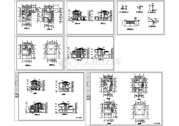 三层新小户型经典别墅全套建筑设计施工cad图，共七张-图一