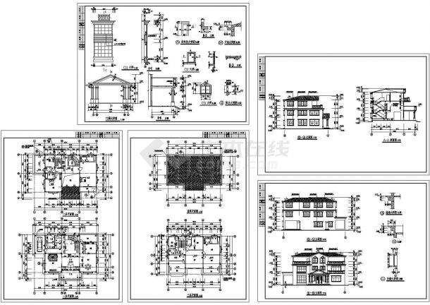 某三层自建别墅建筑施工图设计cad图纸（长21.5米 宽15米）-图一