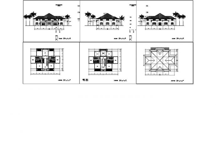某二层框架结构夏威夷风格别墅（583.16㎡）设计cad建筑方案图（标注详细）_图1