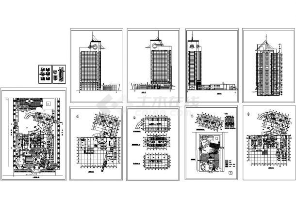 市区高档高层宾馆全套设计方案cad图（含地下二层平面图）-图一