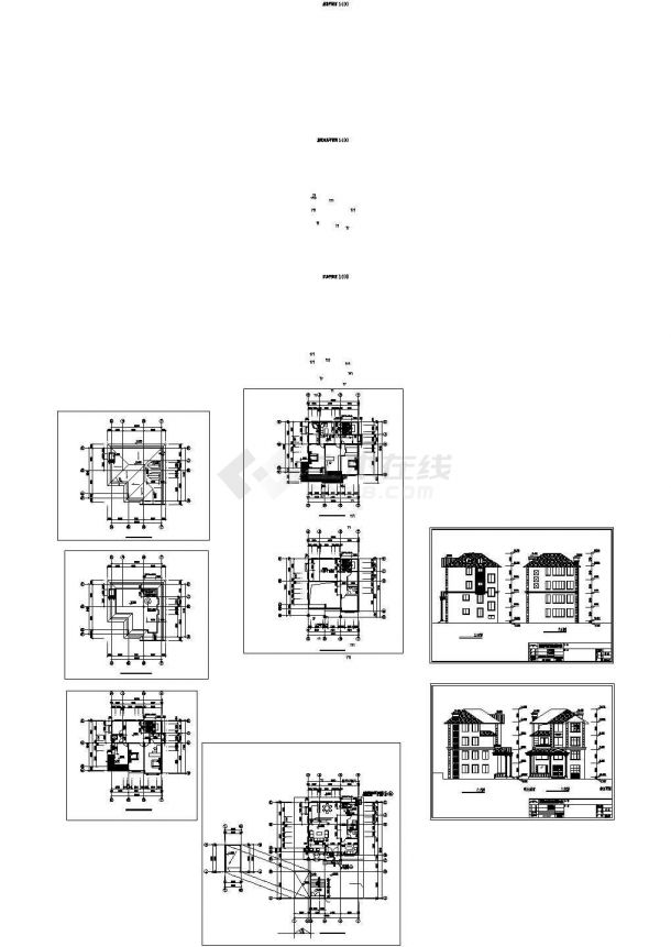 某四层框架结构简欧别墅设计cad建筑方案图（甲级院设计）-图一