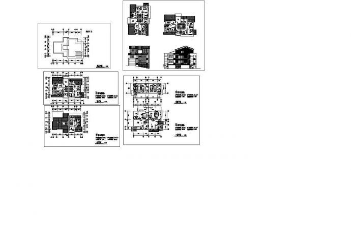 某四层带车库层框架结构别墅设计cad建筑方案图（标注详细）_图1