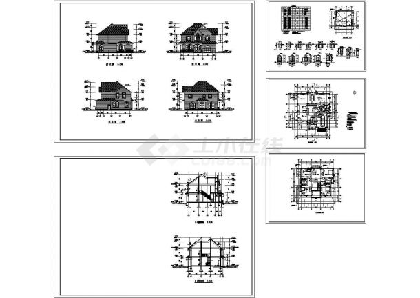 某二层框架结构私人别墅设计cad全套建筑施工图纸（标注详细）-图一