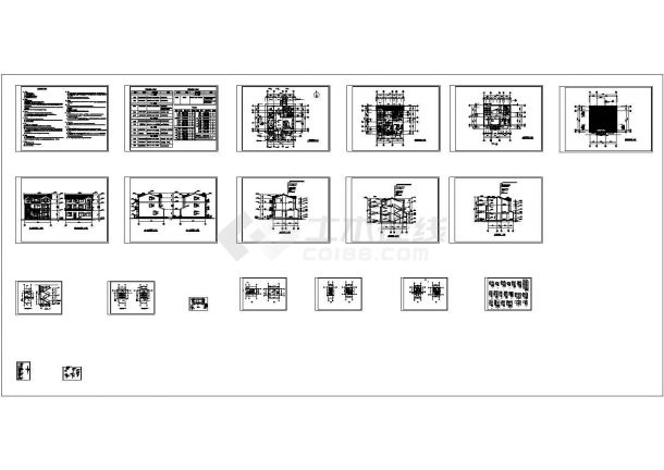 某三层砖混结构独立小住宅（402.9㎡）建筑设计cad全套施工图（含设计说明）-图一