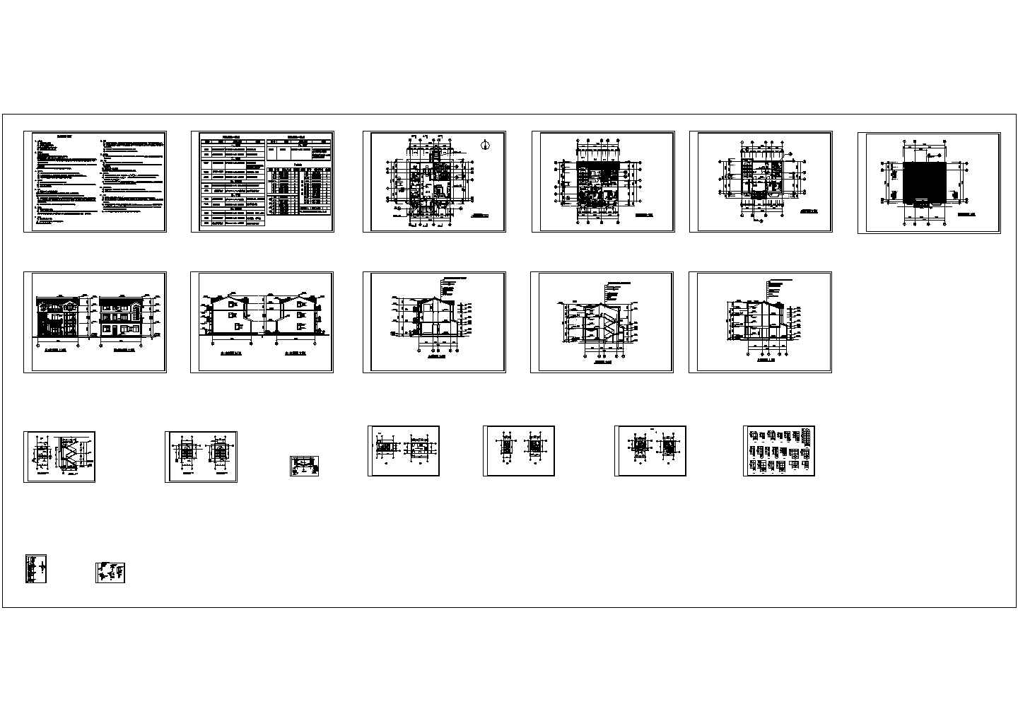 某三层砖混结构独立小住宅（402.9㎡）建筑设计cad全套施工图（含设计说明）