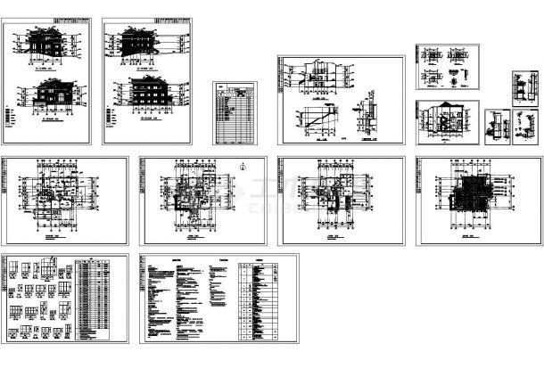 某三层框架结构高档别墅设计cad全套建施图纸（含设计说明）-图一