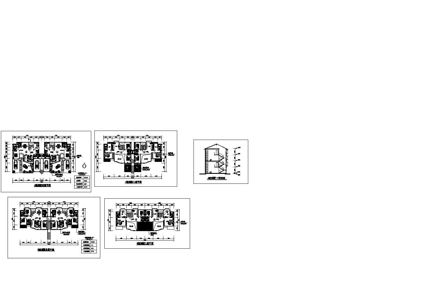 某二层框架结构别墅（五房三厅五卫）设计cad建筑方案图（含2种户型设计）