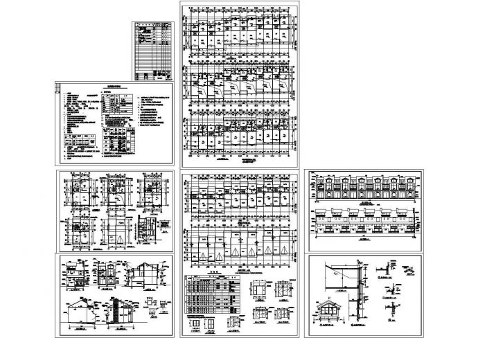 某四层砖混结构联排别墅设计cad全套建筑施工图（含设计说明）_图1