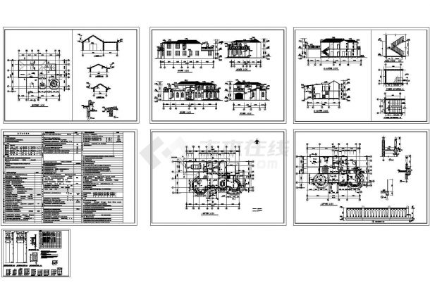 某二层框架结构欧式别墅设计cad全套建施图纸（含设计说明）-图一