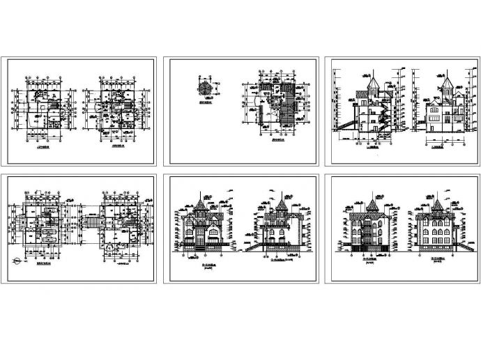 某地上三层欧式私人别墅设计cad全套建筑施工图（标注详细）_图1